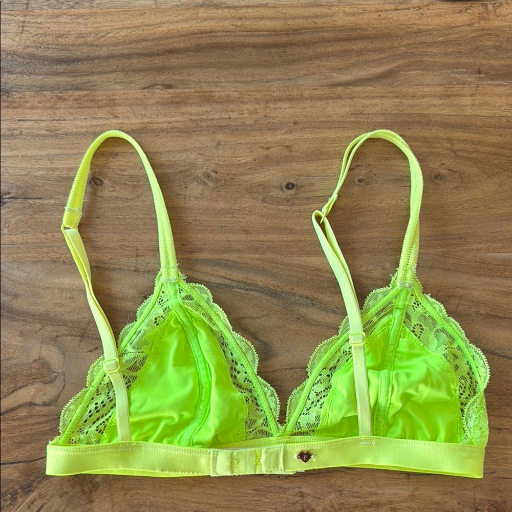PINK VICTORIA SECRET, Lace Bralette in Neon Green - Picture 2 of 4
